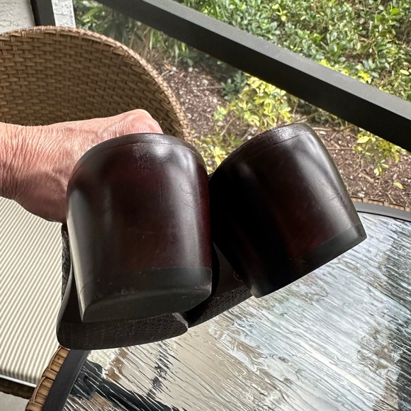 Hand-made woven leather mules: By Salpy. Made in USA Original price $365. - Picture 4 of 10